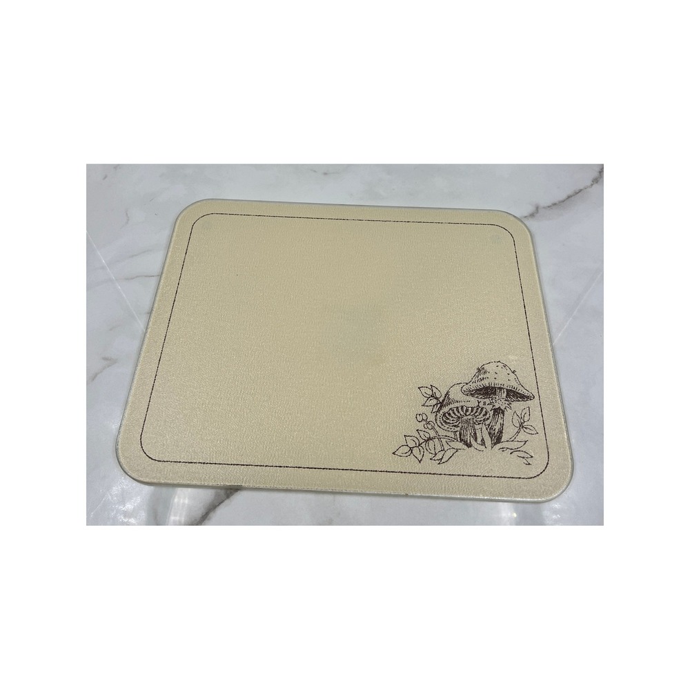 Vintage Corning Counter Saver Mushroom Glass Cutting Board 12x15 Cream C-15